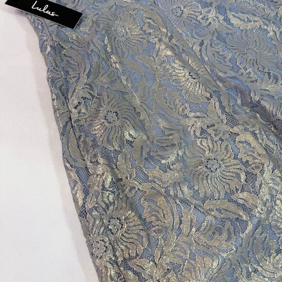 Lulu's Blue and Gold Mini Dress - Picture 8 of 12